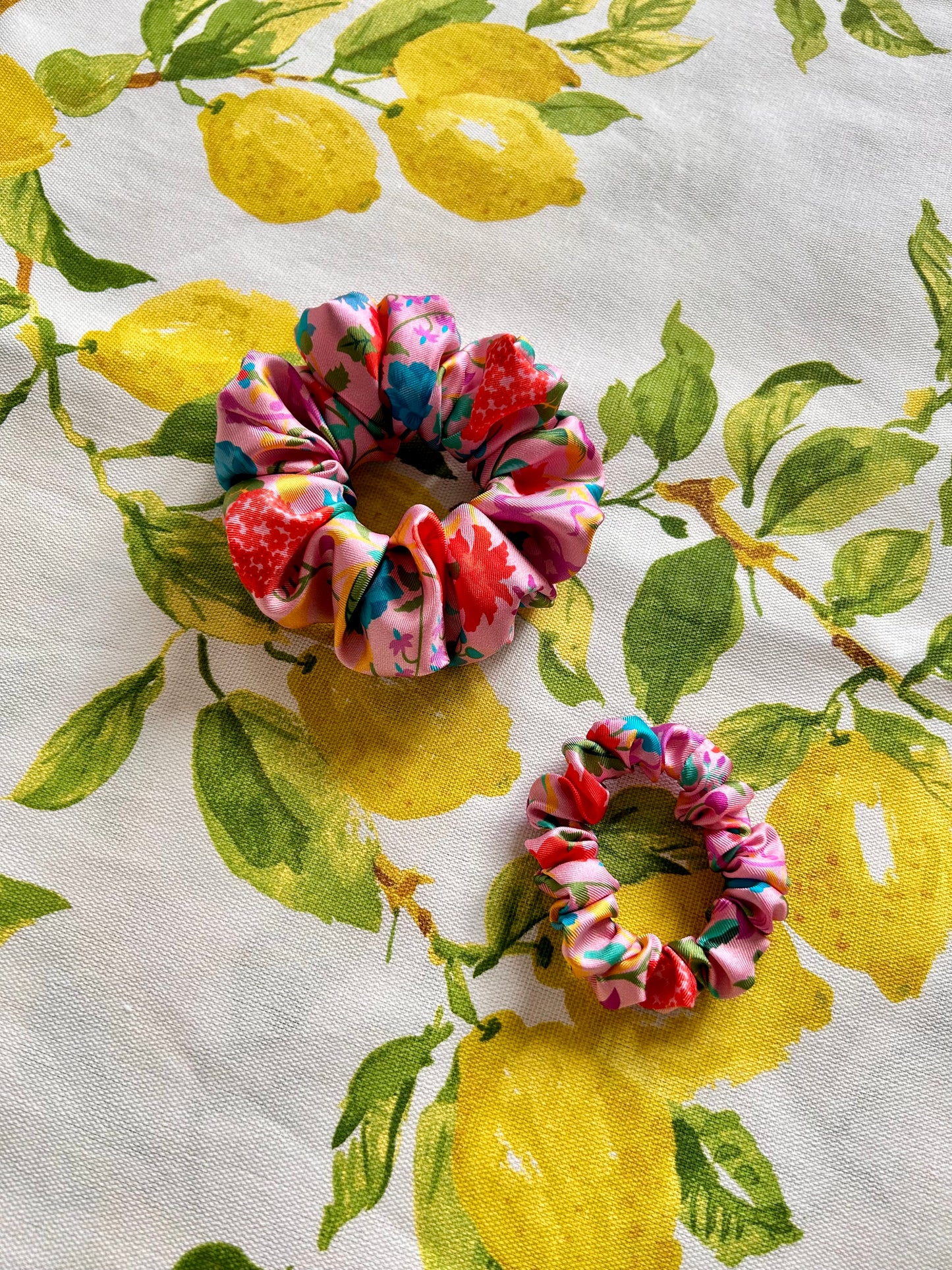 Liberty Silk Twill Garden of Adonis Scrunchie set New Collection