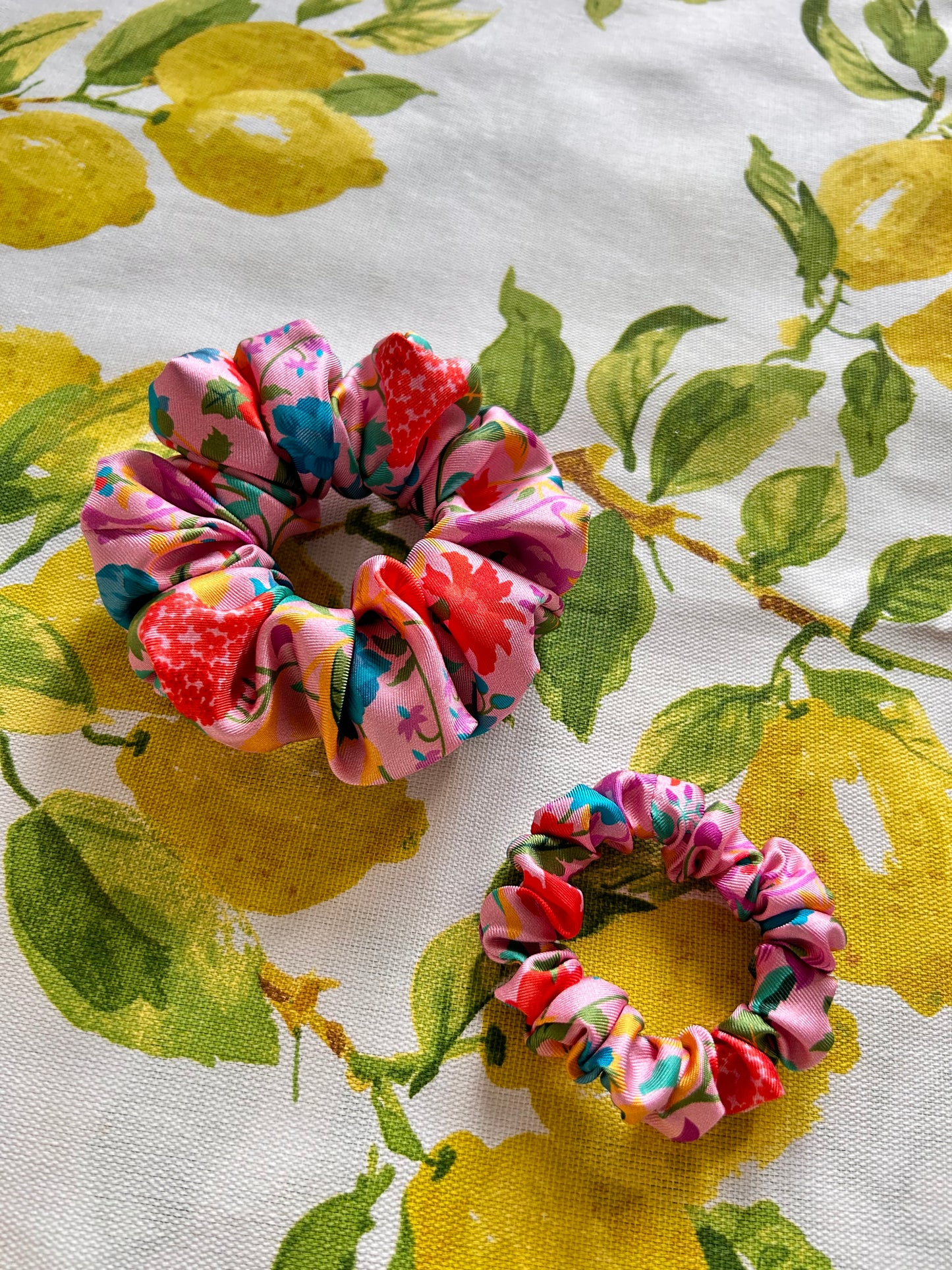 Liberty Silk Twill Garden of Adonis Scrunchie set New Collection