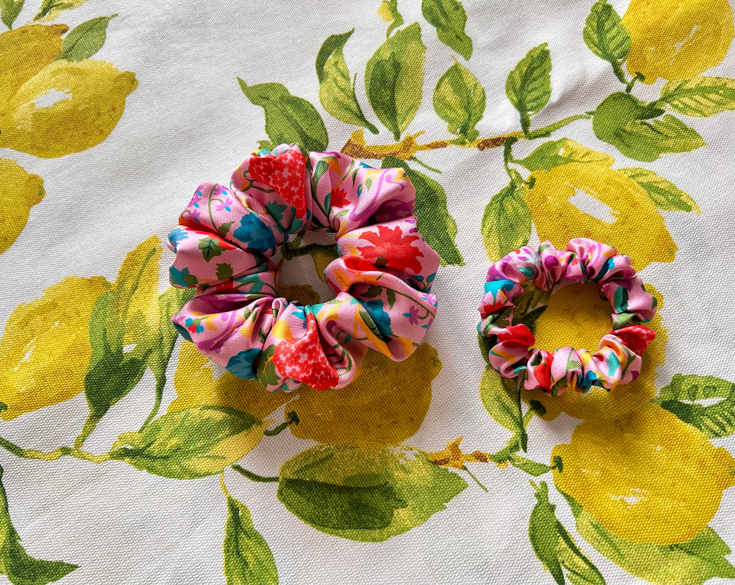 Liberty Silk Twill Garden of Adonis Scrunchie set New Collection