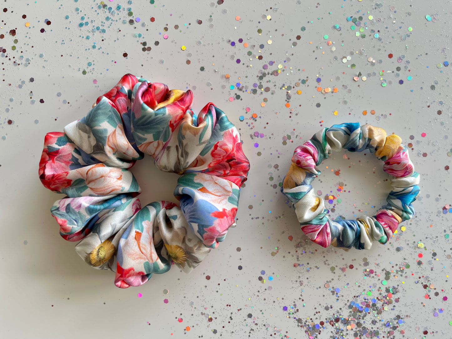 Elegant Silk Scrunchies Liberty Melody Blooms silk satin Gift Set