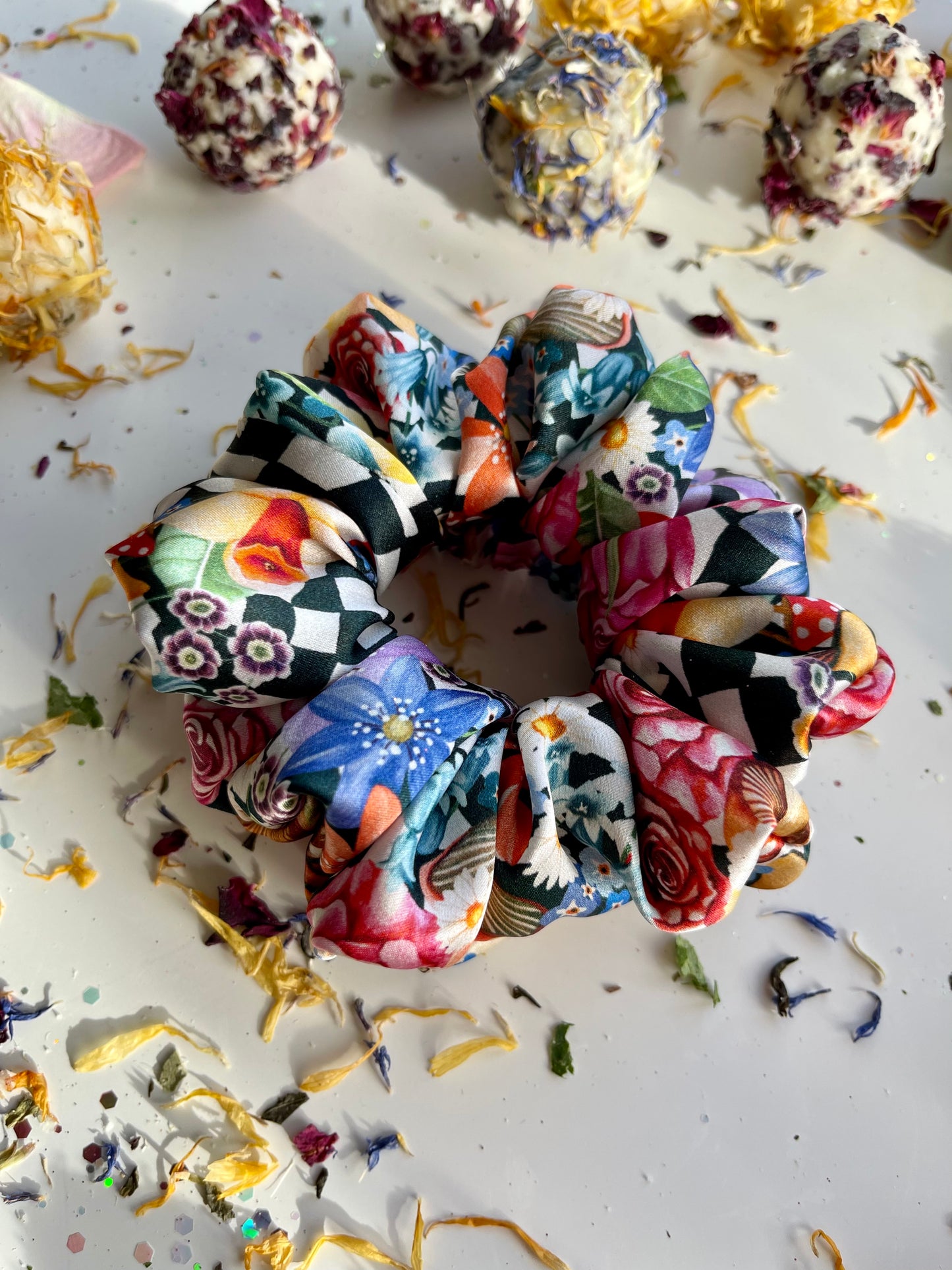 Elegant Silk Scrunchies Liberty Belgravia silk satin-Land of Make Believe