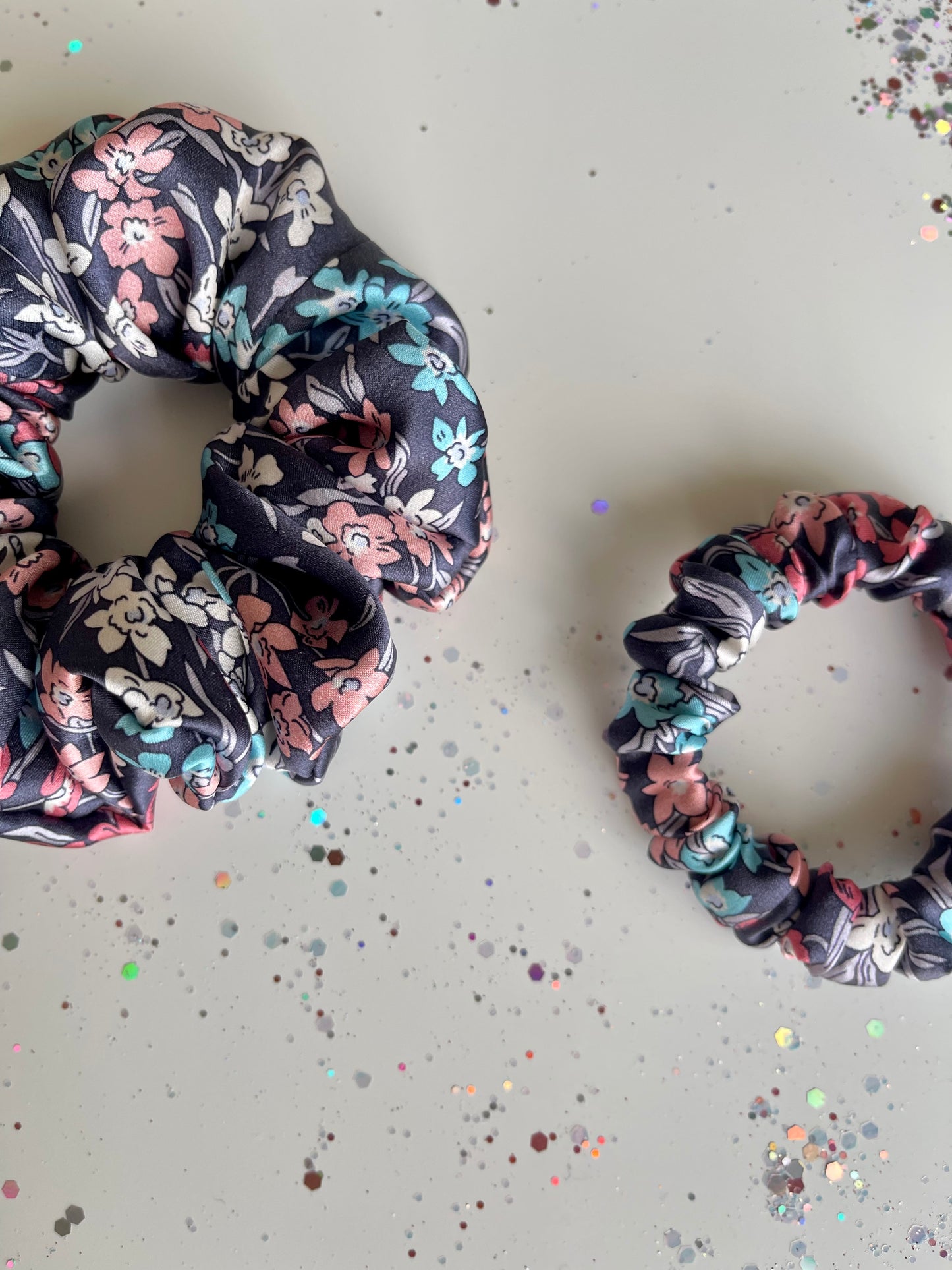 Elegant silk Scrunchies Liberty Belgravia silk satin Set of Two